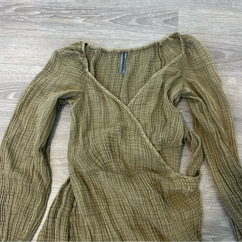 By Anthropologie olive green Wrap Cover-Up Dress